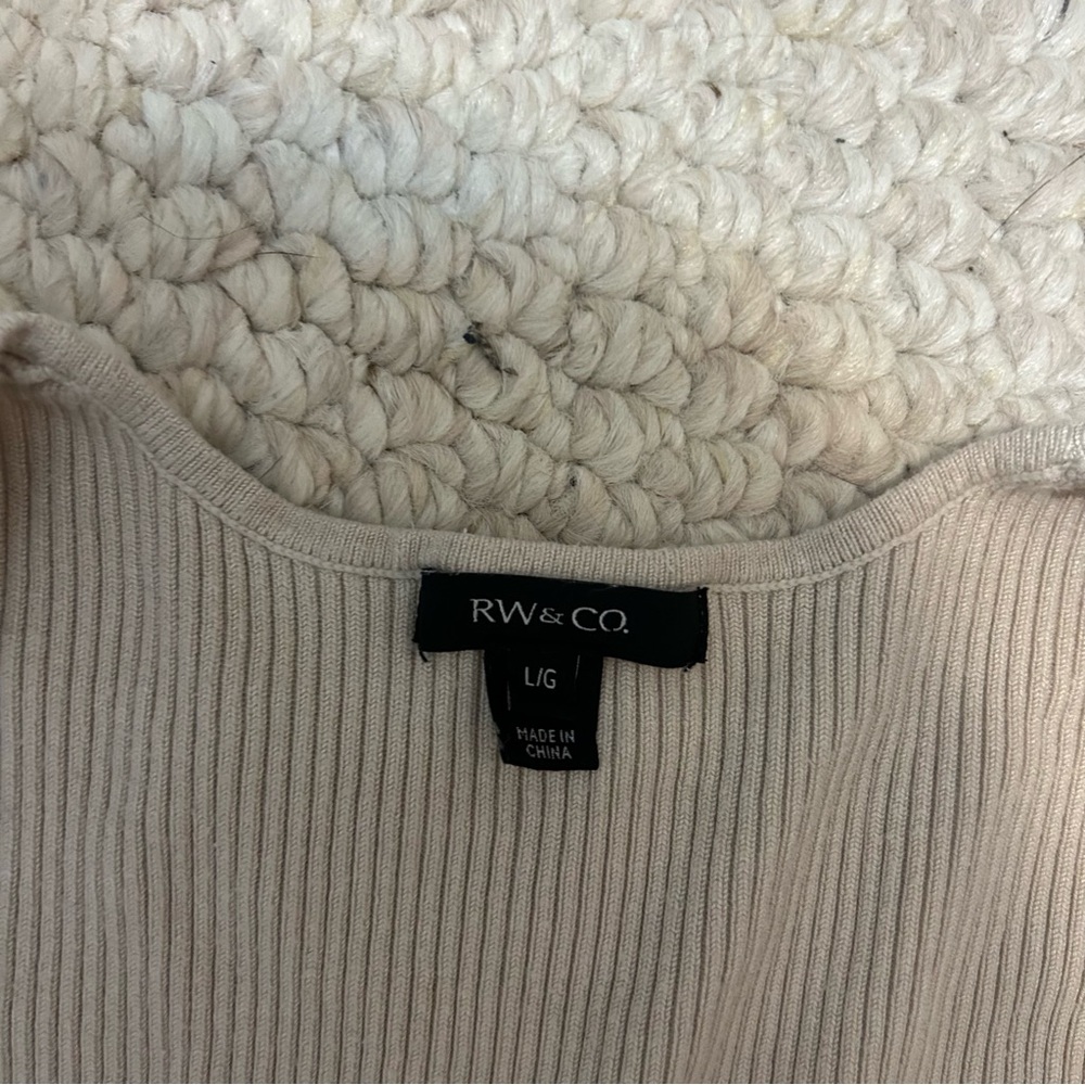 RW&CO. Cream Ribbed Long Sleeve Size L - Picture 2 of 8